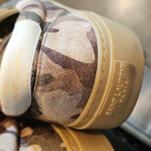 Saint Laurent Tan Brown Camouflage Canvas Men's Sneakers Size 43 [9.5-10] - Picture 5 of 14